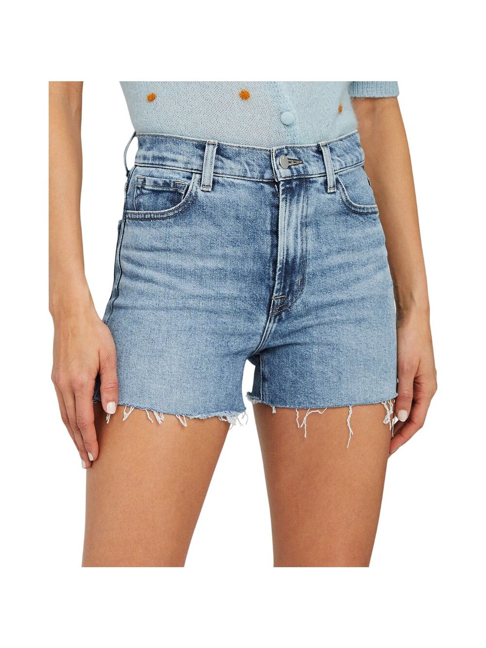 J Brand Rigid Frayed Cut Off Ultra High Rise Jules Denim Jean Shorts in Chadron